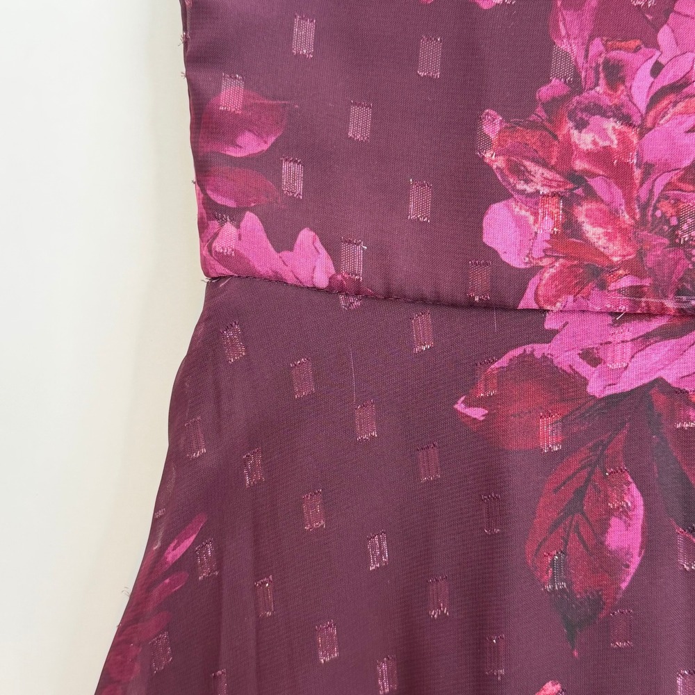 NWD R&M Richards Plum Rose Floral Halter Keyhole Chiffon Gown Maxi Dress Size 16 - Picture 16 of 16